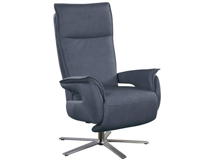 Livetastic Fernsehsessel, Blau, Grau, Leder, Echtleder, Nappaleder, 77x116x80 cm, Wohnzimmer, Sessel, Fernsehsessel