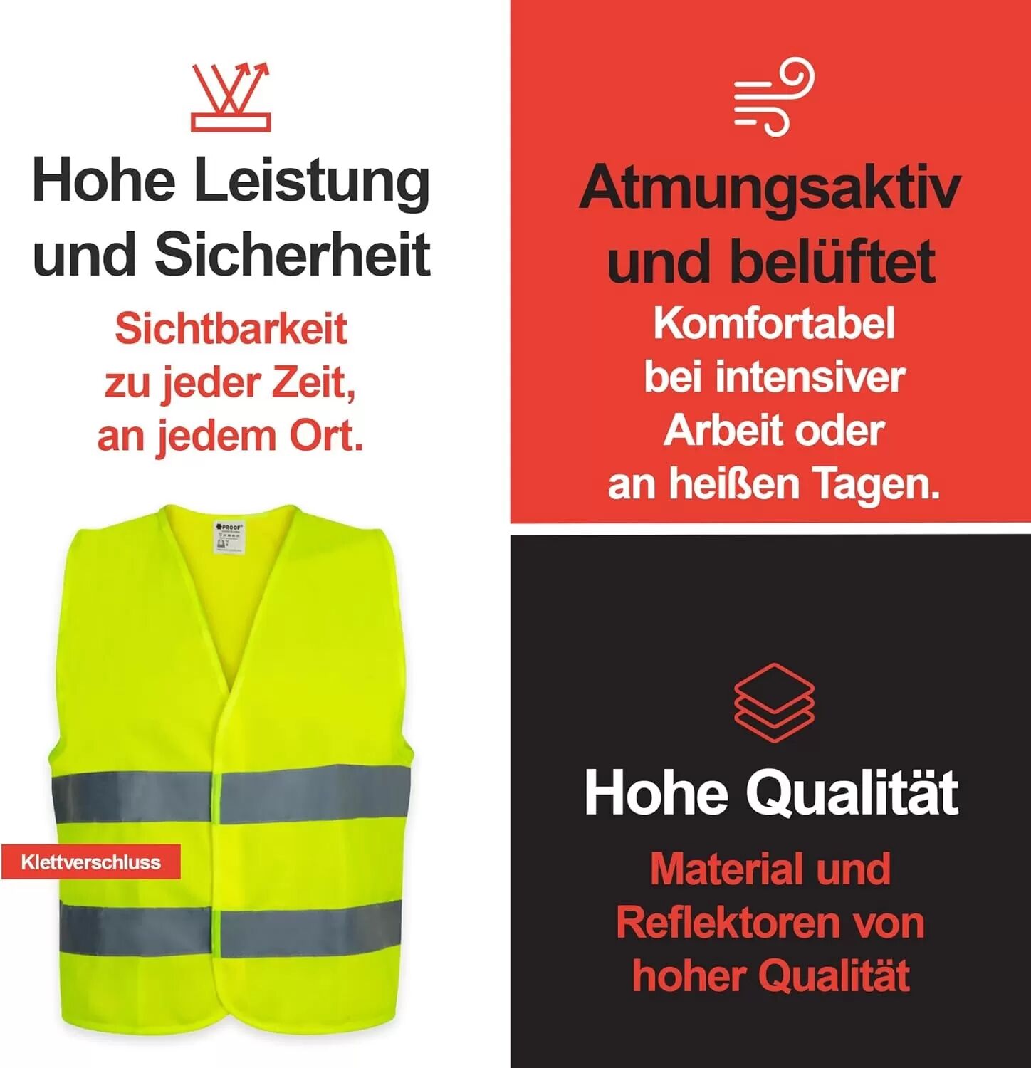 INF 5er-Pack hochsichtbare reflektierende Sicherheitsweste - Fluoreszierendes Gelb, Universalgröße