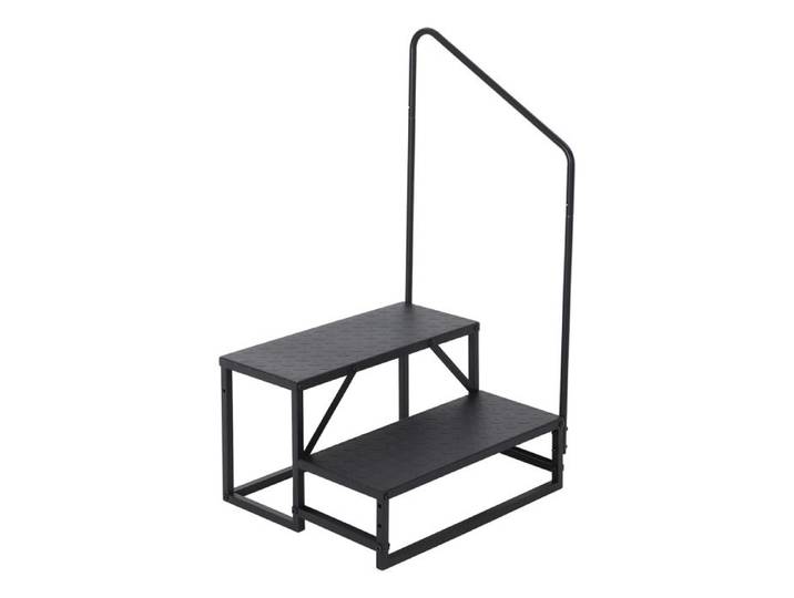 KOIOPLIE Marchepied extérieur pour camping-car 2 marches avec main courante escalier portable acier carbone capacité 300 kg