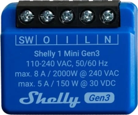 Shelly Relais "Plus 1 Mini Gen. 3 WLAN BT max. 8A 1 Kanal Unterputz