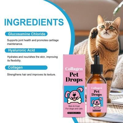 Happy Pet Pantry Advanced Pet Collagen Drops 60ml Liquid Skin & Coat Supplement For Dogs & Cats Advanced Pet Collagen Drops 60ml Liquid Skin & Coat Supplement For Dogs & Cats