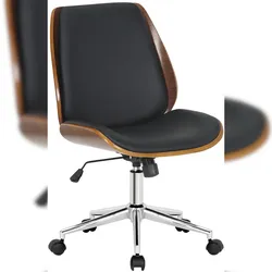 Décoshop26 - Bürostuhl auf Rollen drehbar und höhenverstellbar modernes Design schwarzes Kunstholz und Chrommetall BUR10682