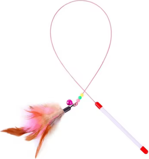 Inspire Curations FeatherFlex Interactive Cat Wand Toy With Bell as The Picture