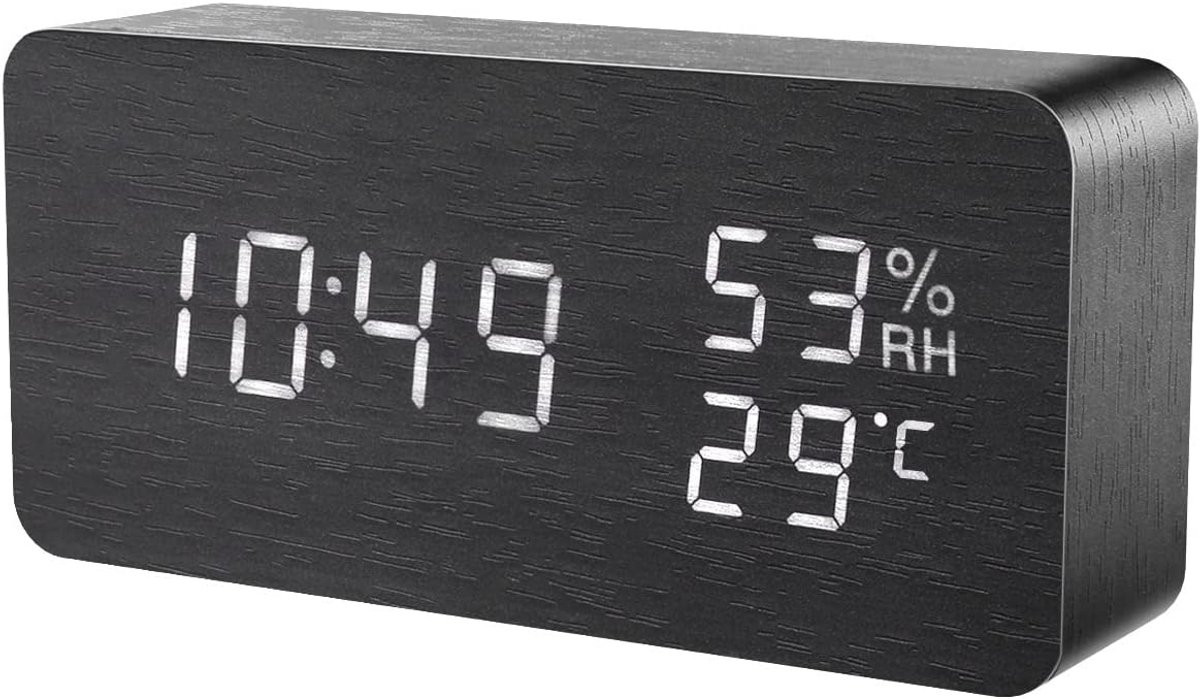 Multifunctionele Digitale Wekker met LED, Spraakbesturing en Alarmgeluiden voor Thuis