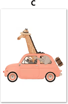 Inspire Picks Safari Animal Nursery Wall Art Elephant & Giraffe Nordic Kids Canvas Print c 13x18 Cm No Framed