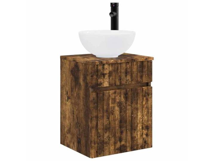 NOUVEAU Meuble sous vasque - Meuble de lavabo mural - Chêne fumé - 39x41x64 5cm - Anti l'humidité  48272