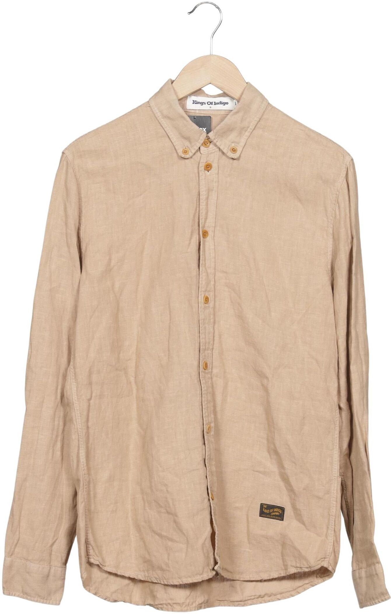 Kings of Indigo Herren Hemd, Beige, Gr. S, Leinen - Second Hand