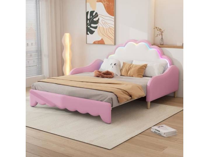 Canapé-lit - 140x200cm - Convertible - Éclairage - Télécommande - Rose