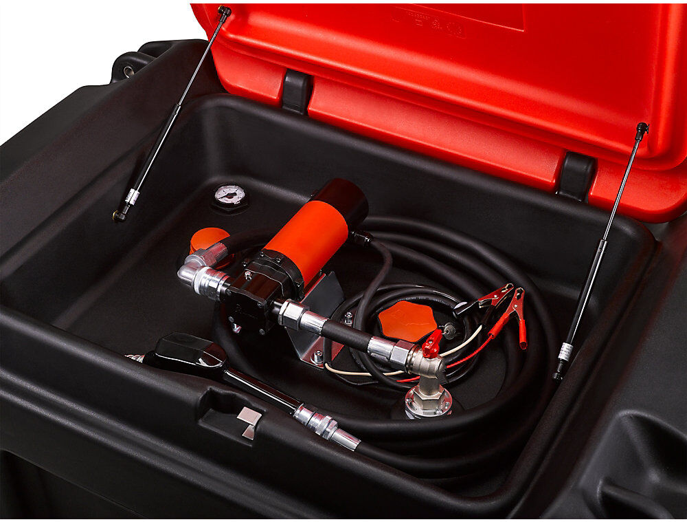 Mobile Diesel-/Heizöl-Tankanlage, Volumen 450 l, Flügelzellenpumpe, 12 V, 60 l/min PRESSOL
