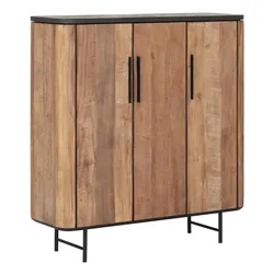 Highboard Soho aus recyceltem Teakholz, modernes Design, natur, 120 cm breit, Metallgestell