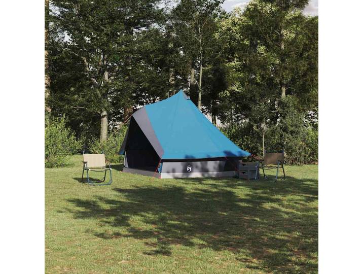 vidaXL Tipi Zelt 8 Personen Blau Taft