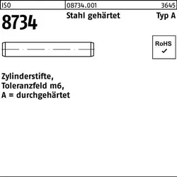 Zylinderstift ISO 8734 10 m6x 100 Stahl gehärtet Toleranz m6 100 Stück