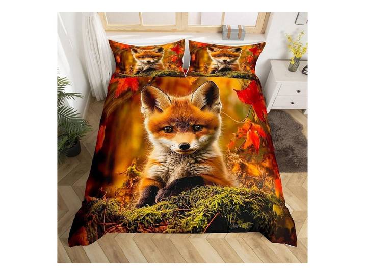 LuxusKollektion Kinderbettwäsche Bettbezug Set Fuchs 135x200cm Kinder Tier