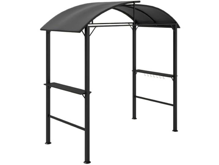 Outsunny Grillpavillon 233 x 110 x 235 cm Winddicht Doppeldach Dunkelgrau