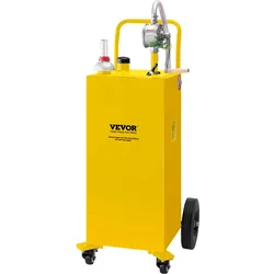 VEVOR Kraftstofftrolley, 35 Gallonen, Gaskraftstofftankbehälter, mit manueller Transferpumpe, Benzin-Diesel-Kraftstoffbehälter für Autos, Rasenmäher, Geländefahrzeuge, Boote, mehr, Gelb
