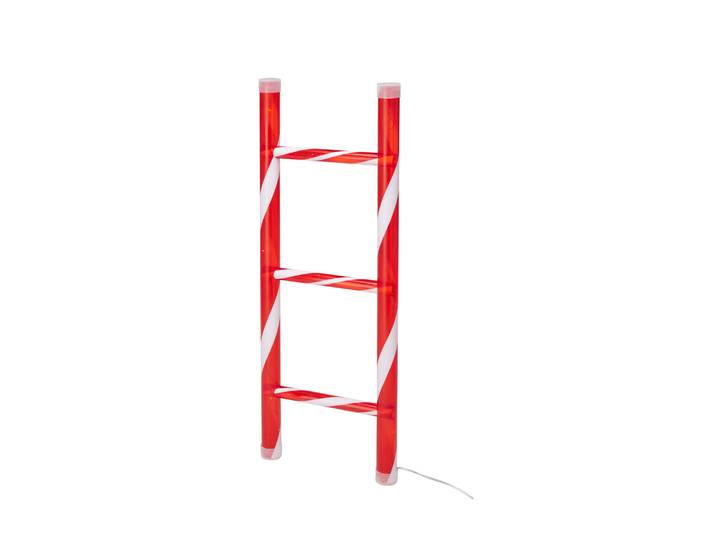LED Weihnachtsdeko Leiter 50 cm rot/weiss