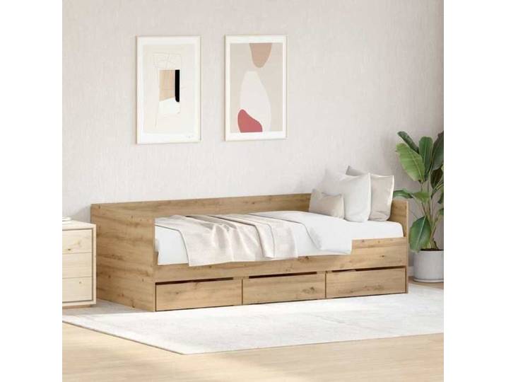 Marron Cadre de Lit pour 90x200cm Lit d'appoint Chêne artisanal 90x200cm - Bois d'ingénierie CL7236578