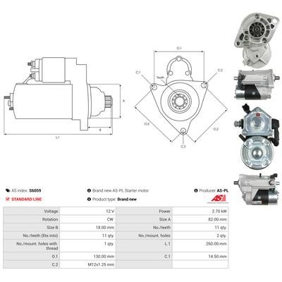 AS-PL Starter s6059 für TOYOTA