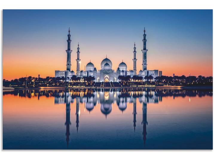 Alu-Dibond-Druck ARTLAND Scheich-Zayid-Moschee III , blau (farbe bild(er): blau), B:30cm H:20cm, Bilder, Alu-Dibond-Druck, für Innen- und Aussenbereich geeignet, Outdoorbild
