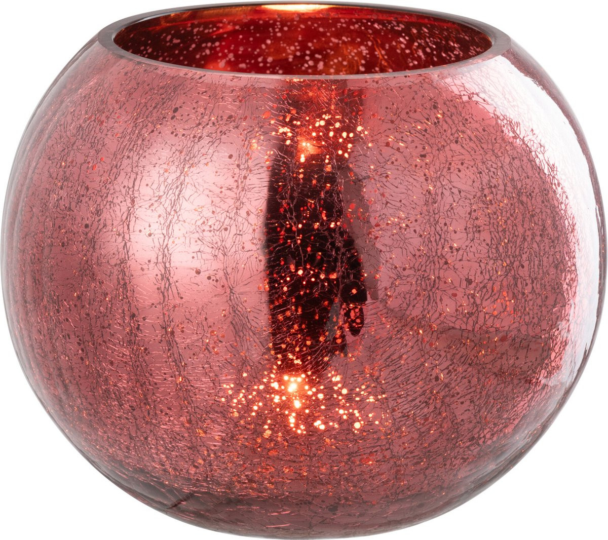 J-Line theelichthouder Bal Craquelé glas roze large