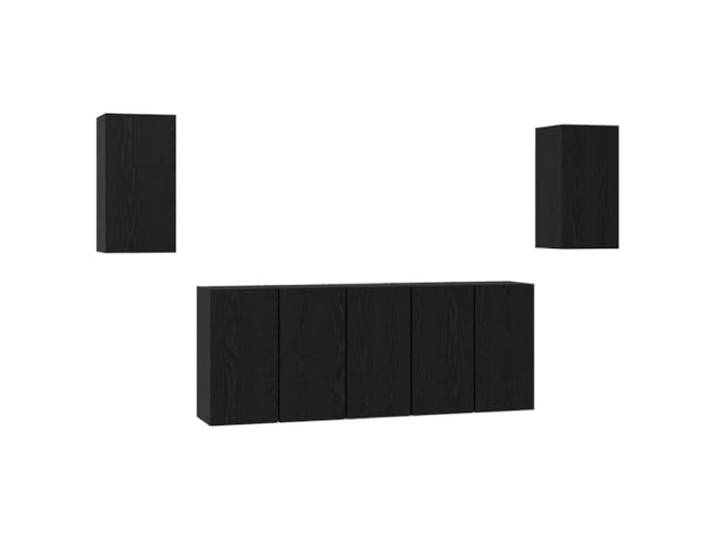 LKJephalotrop TV-Schrankset 7-TLG Hängend Schwarz Eichen-Optik Wandmontiertes Lowboard Ensemble aus Holzwerkstoff für Wohnzimmer und Schlafzimmer, bietet geschlossenen Stauraum.