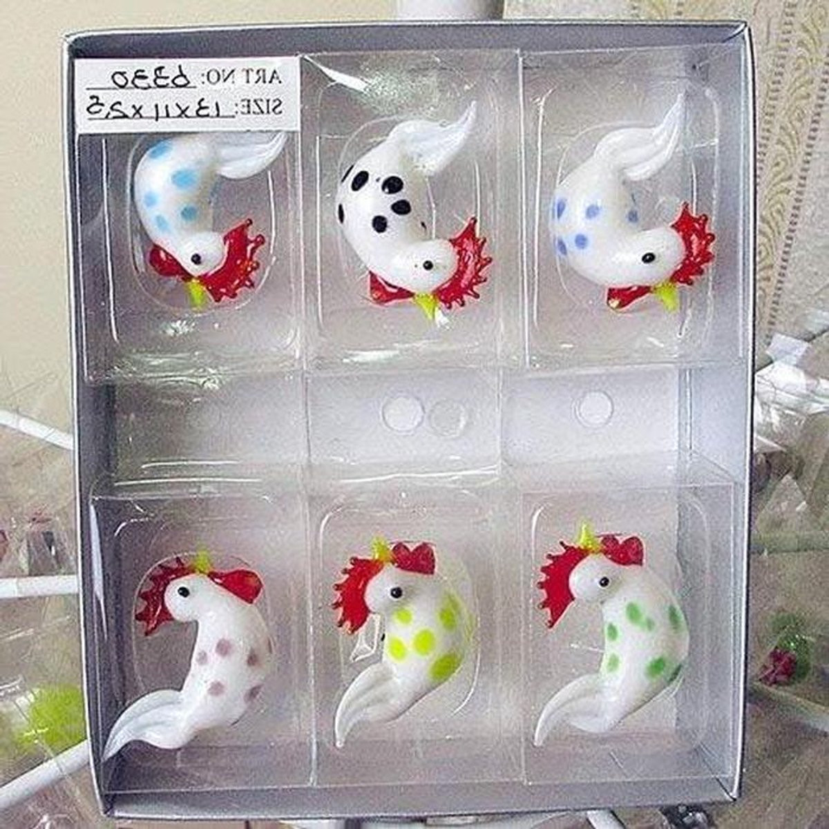 Wit Mondgeblazen Glas Mandarijn Eend Beeldje voor Tafeldecoratie