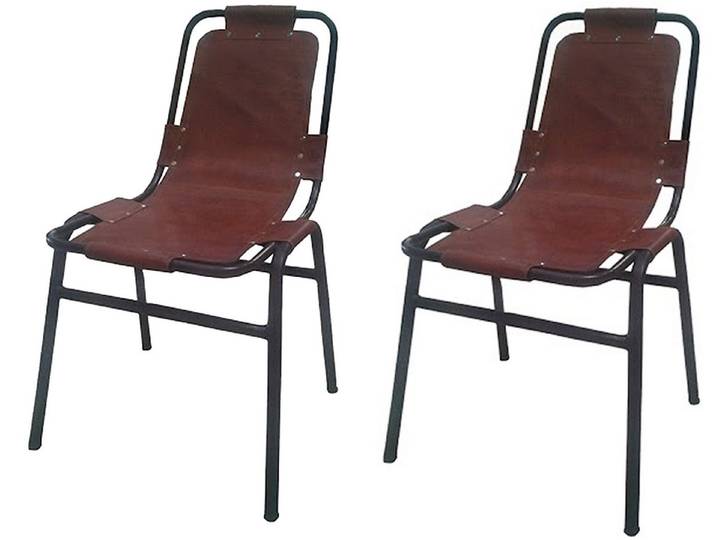 loft24 Stuhl Byron (2er-Set, 2 St), Metallstuhl, Lederoptik, Industrie Design, Retro