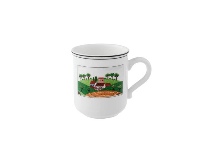 Villeroy & Boch Kaffeebecher Dörfchen Design Naif bunt 300 ml, Mehrfarbig, Keramik, Rund, Geschirr, Tassen, Kaffeebecher