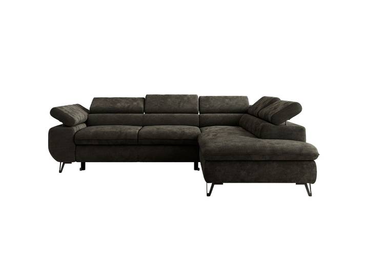 ECKSOFA PABLO L Dunkelgrau Schenille glatt - Rechts Seite
