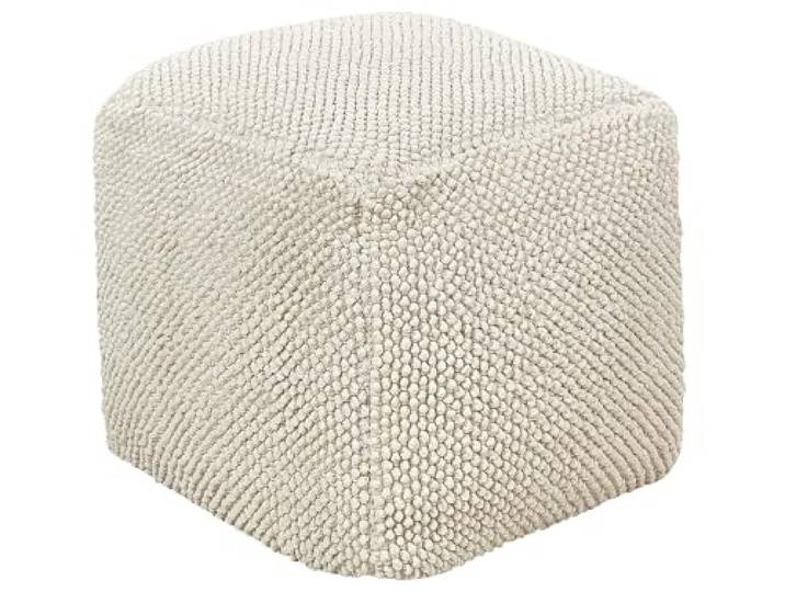 Beliani Pouf Hellbeige Baumwolle Quadratisch Beige/hellbeige Sitzhocker Stoff, Beige, Füllung Kugeln aus Polystyrol (EPS), Abstraktes Muster, Benötigt keine Montage, Belastbarkeit 80 kg