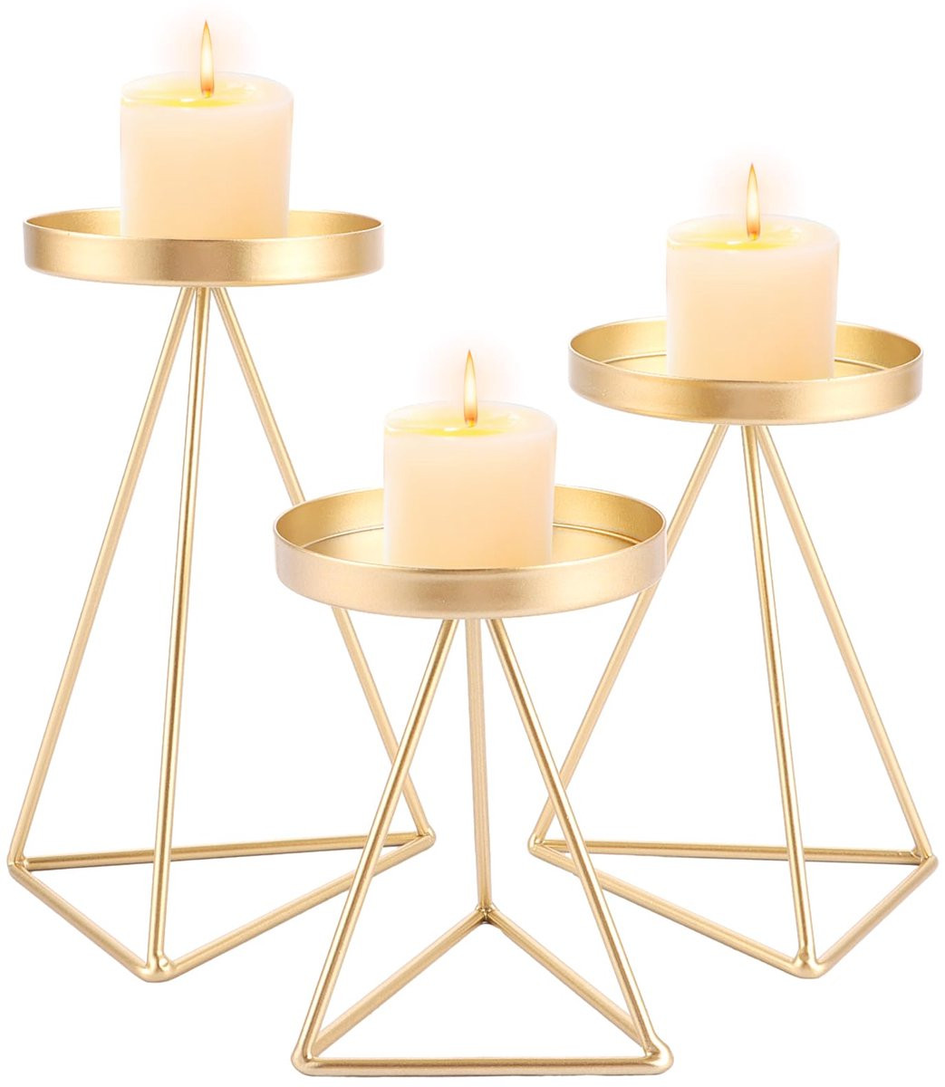 Ibenzoa Elegante Metalen Kandelaar Set van 3 voor Tafeldecoratie