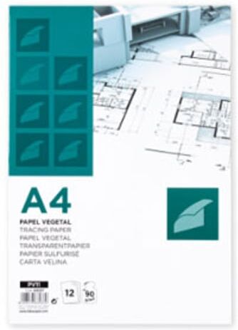 WHITE LABEL Papel vegetal   A4   90 gr   12 folhas