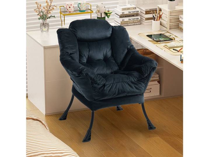 Fauteuil de relaxation avec accoudoirs et soutien de la nuque structure en métal noir housse amovible ORVRYN