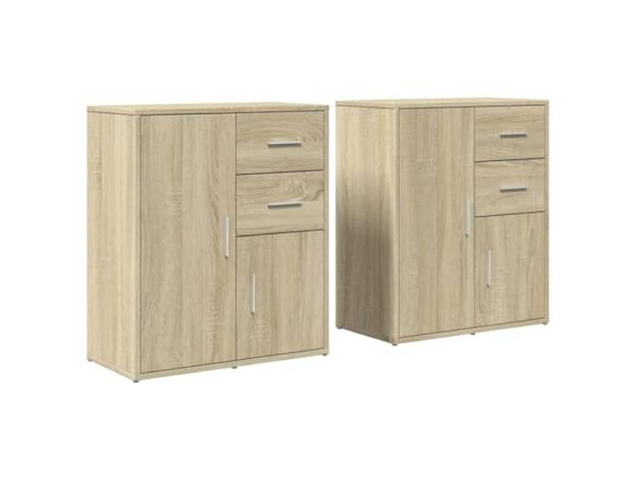 GHVBNMF Sideboard 2er Set Sonoma-Eiche 60x31x70 cm Holzwerkstoff Stabile Kommode für Wohnzimmer & Flur, pflegeleichter Schrank mit viel Stauraum für Bürobedarf und Bücher.