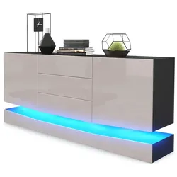 SIDEBOARD City Fronten in Sandgrau Hochglanz