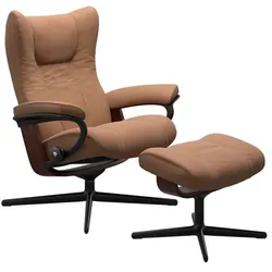 Stressless Sessel mit Hocker Wing Cross Leder Braun Batick Latte S (Small)