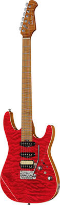 Harley Benton Fusion-IV HSS MN QRG Quilt Raspberry Hochglanz