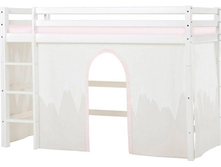 Hoppekids Hochbett Winter Wonderland» 90x200cm mit Vorhang & Matratze (Set) FSC® zert Massivholz, 10 Jahre Garantie auf Fertigungsfehler