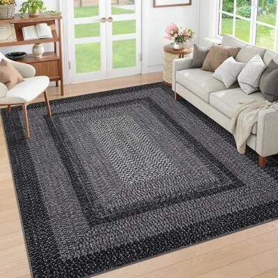 Garvee Modern Gradient Bordered Braided Print Area Rug