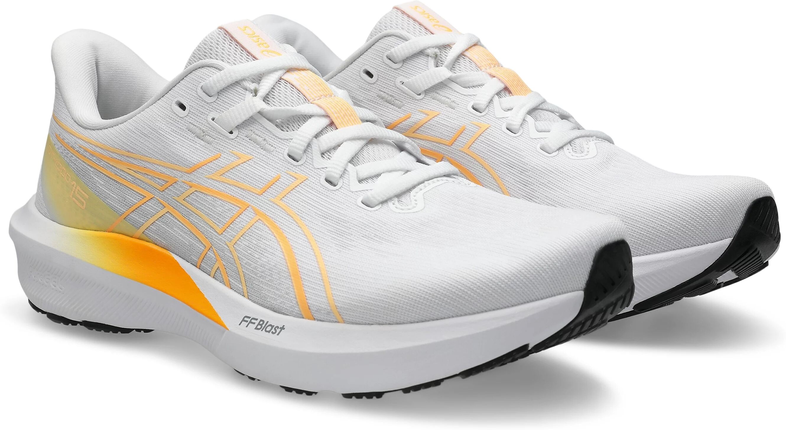 Laufschuh ASICS "GT-1000 15", Herren, Gr. 47, weiss (weiß, stadium orange), Synthetik, Schuhe Laufschuh, für mehr Stabilität weiß, stadium orange 47