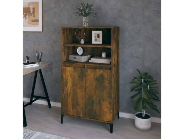 HEFZGDB Stabiles Sideboard mit Wandhalterung zur Sicherung, Weißes Highboard aus Holzwerkstoff mit Metallfüßen, Langlebiges Beistellschrank für Wohnraum mit Stauraum, Highboard