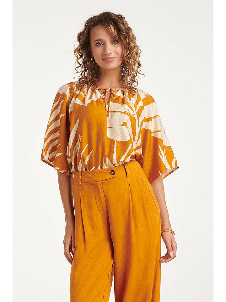 Smashed Lemon Bluse in Orange/ Creme - M