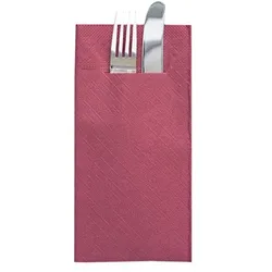 Mank Besteckservietten Tissue Deluxe in Bordeaux, 40 x 40 cm, 1/8 Falz, 75 Stück - Bestecktaschen