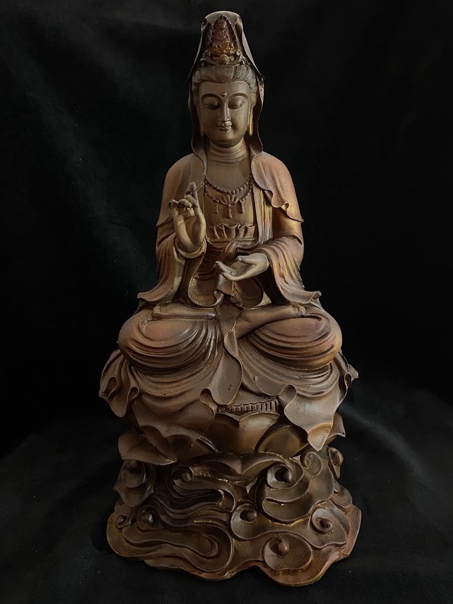 Guan Yin Boeddha beeld met old look, 30 cm
