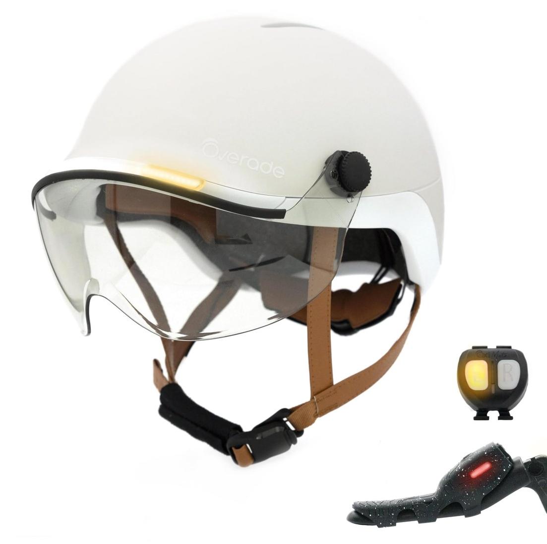 Fahrradhelm und Rollerhelm mit Visier - Mit Beleuchtung - Einheitsgröße 55 bis 61 cm - Für Fahrrad und Roller