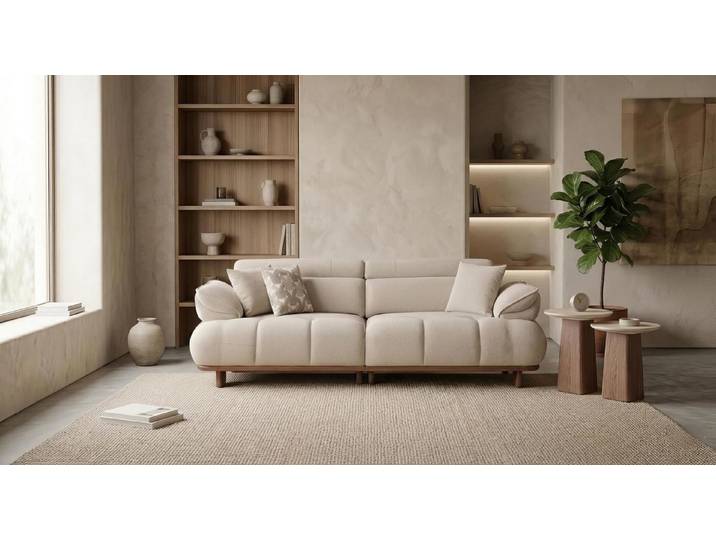 JVmoebel Wohnlandschaft Couchgarnitur Beistelltisch Modern Beige Luxus Design, 3 Teile, Made in Europa