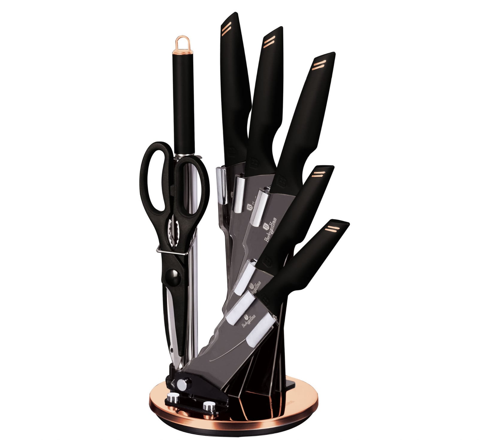 Berlinger Haus messenset 8 elementen Black Rose Gold BH2692 met chefmes