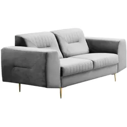 2-SITZER SOFA Venezia hellgrau mit goldenen Beinen
