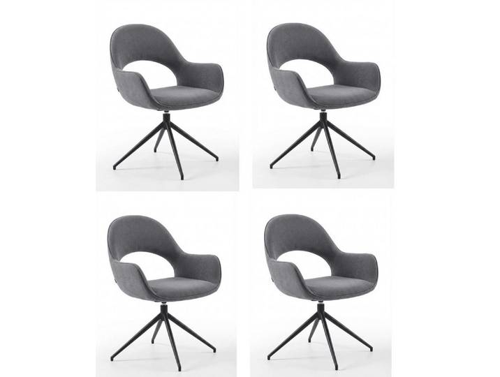 JVmoebel Sitzgruppe Luxuriöser Drehbarer Esszimmerstühle 4x Set Grau Textil Aristokratisch, (4-tlg., 4-tlg)
