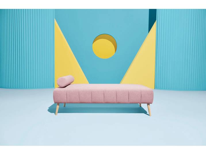 Daybett GOODPRODUCT Lucy , rosa (rosé), Struktur fein, kein Härtegrad, Daybetten, Daybett, mit losem Rollenkissen